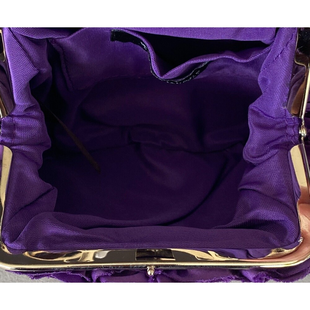 NWT White House Black Market Purple Rosette Floral Clutch Chain Bag Convertible - Picture 6 of 12